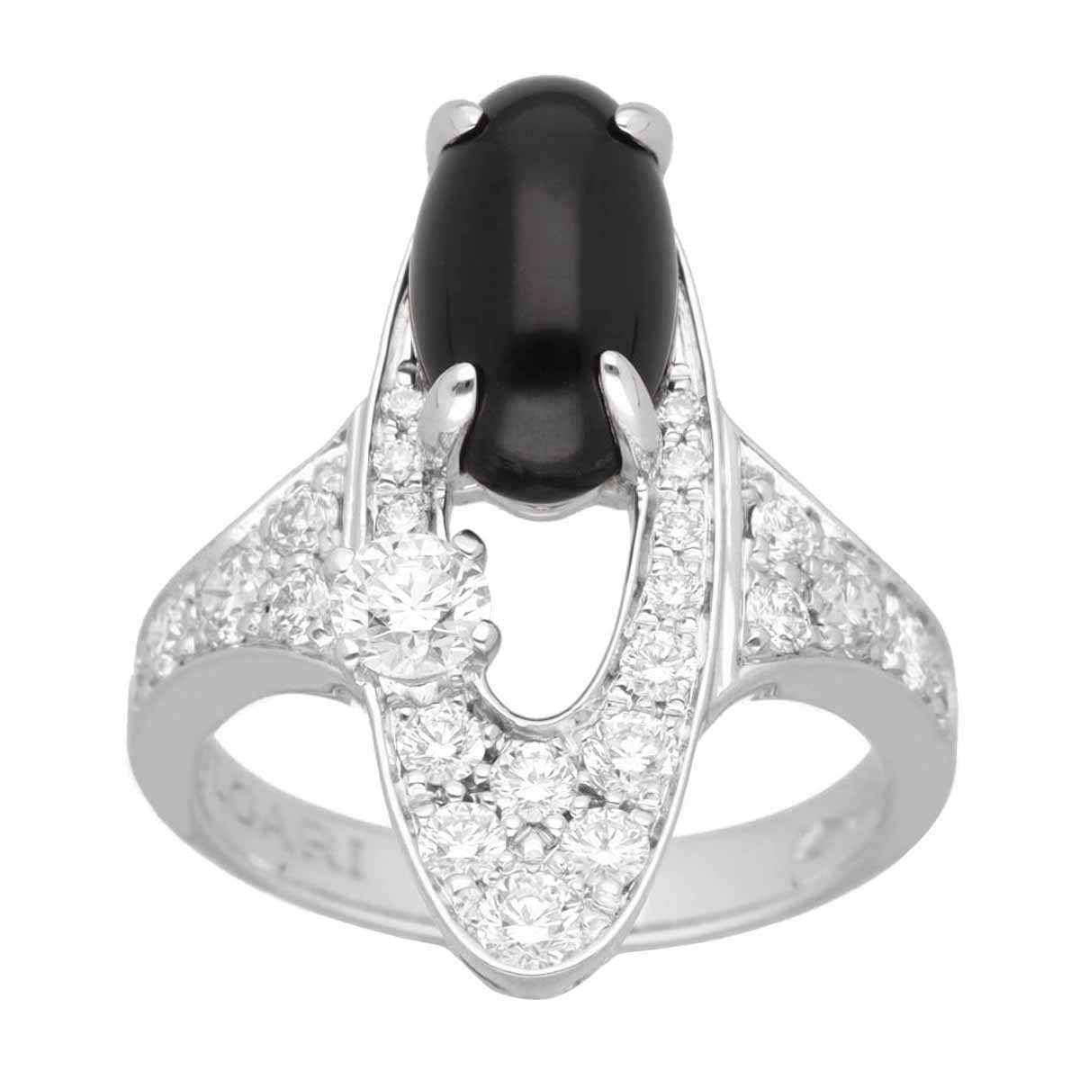 BVLGARI ブルガリ ダイヤモンド オニキス エリシア リング 日本サイズ約11号 #51 750 K18 WG ホワイトゴールド Made In Italy【送料無料】指輪【中古】24471231｜Azabu Vintage