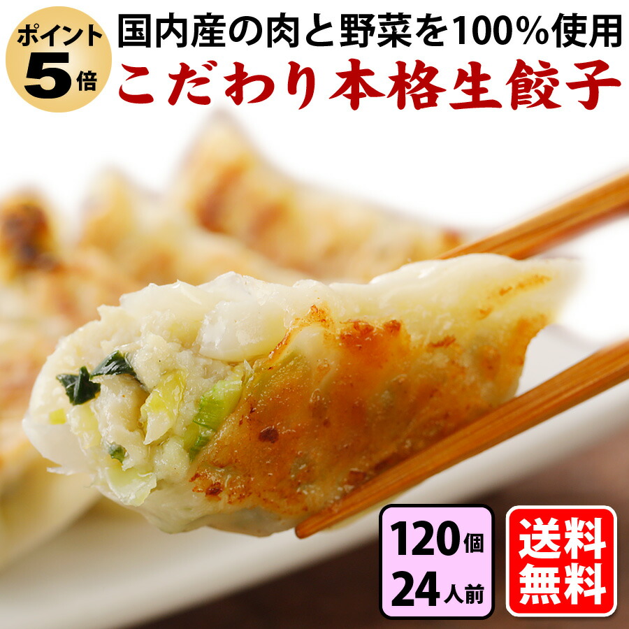 ★お買い物マラソン 【ポイント５倍】 送料無料 (こだわり本格生餃子１２０個) ２４人前 本格生餃子 冷凍餃子 冷凍生餃子 生餃子 冷凍食品 食品 惣菜 中華惣菜 点心 中華 中華点心 グルメ 定番メニュー 餃子 パーティー ぎょうざ ギョーザ おいしい お取り寄せ
