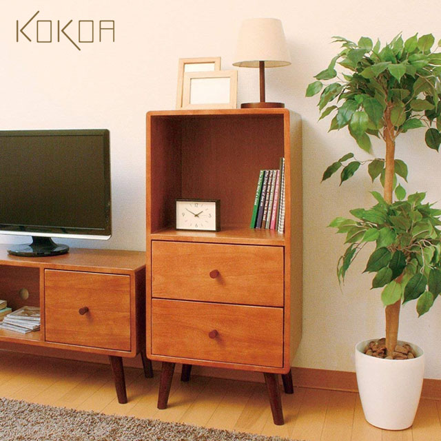 楽天市場】木製 本棚 幅40cm 収納 引出し付き 脚付きチェスト 北欧