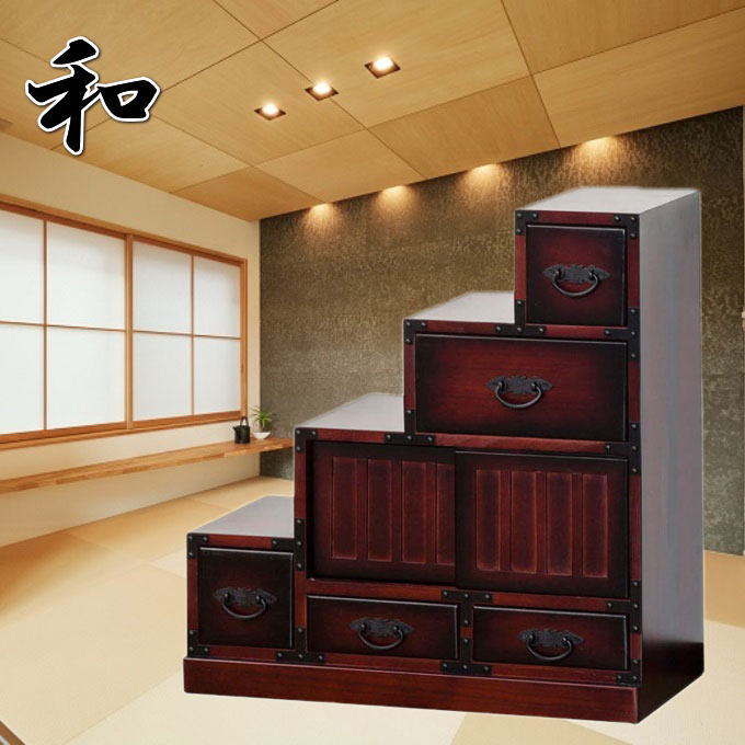 昭和レトロ 木製 民芸家具 階段箪笥 小箪笥 和箪笥 右下がり 小物入れ 古民具 昭和レトロ 木製 民芸家具 階段箪笥 小箪笥 和箪笥 右下がり