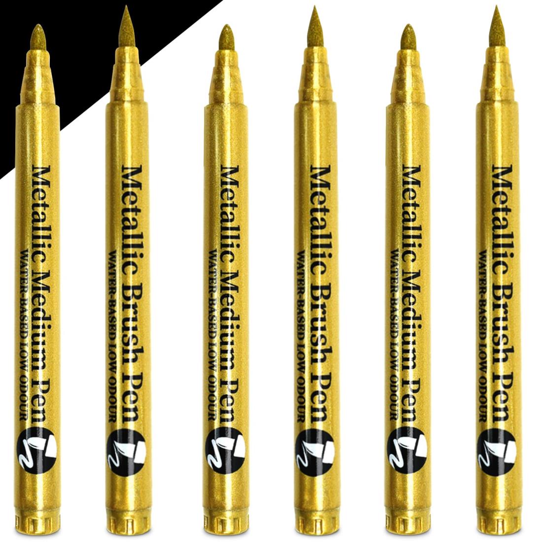 楽天市場】金色 ペン ゴールドマーカーペン 2種類のペン先 耐水インク