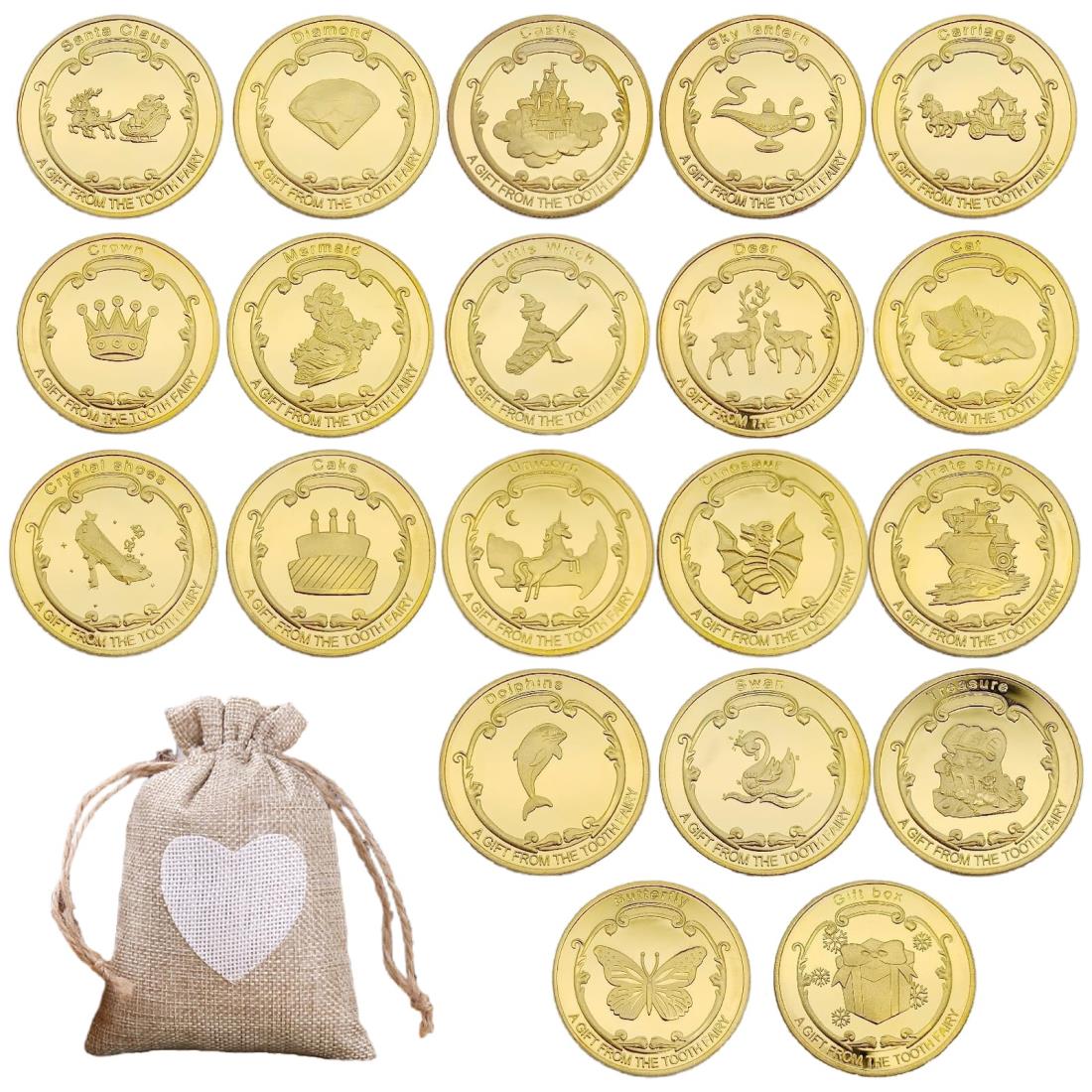 楽天市場】BTtime 歯の妖精コイント 8枚入り 褒美金貨記念コイン 歯と交換するコイン 乳歯生え変わり期 遊び道具 乳歯生え変わり記念 収納袋付き  : THRSparkle