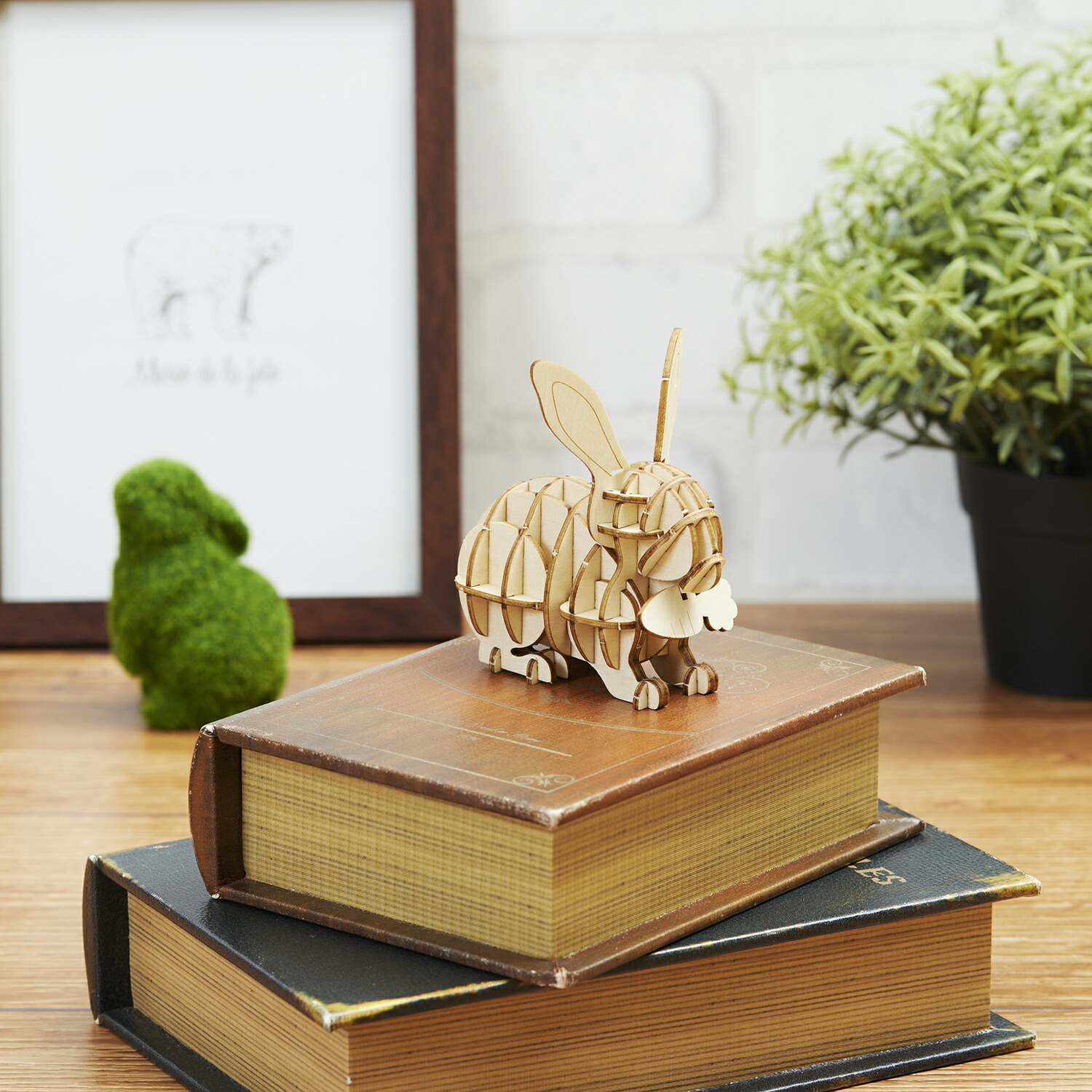 見事な Wooden Art Ki Gu Mi ウサギ 初級者向き 完成サイズ48x87x92mm 木製 ウッドパズル 立体パズル ギフト 夏休み 工作 プレゼント