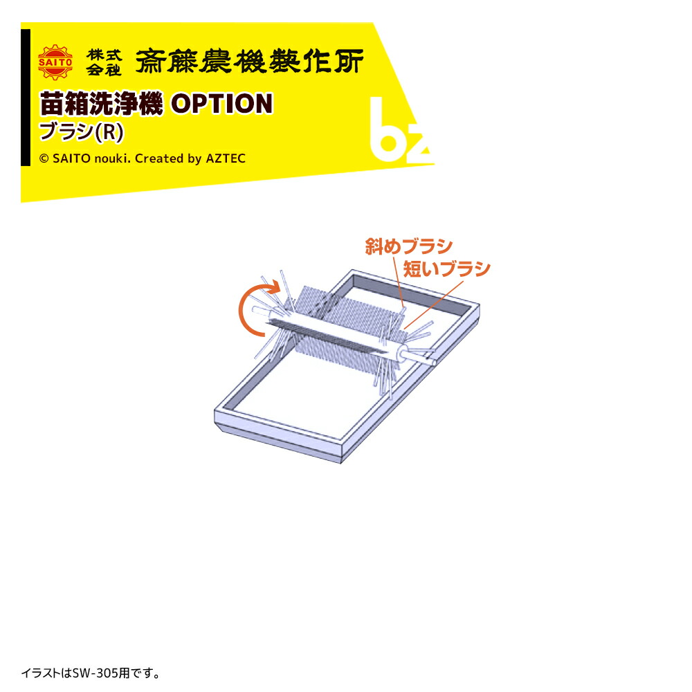 齋藤農機製作所 サイトー (純正部品) 苗箱洗浄機 SW-101用 ブラシ(R) 14117-11511 法人様限定｜アズテック　ビジネスストア