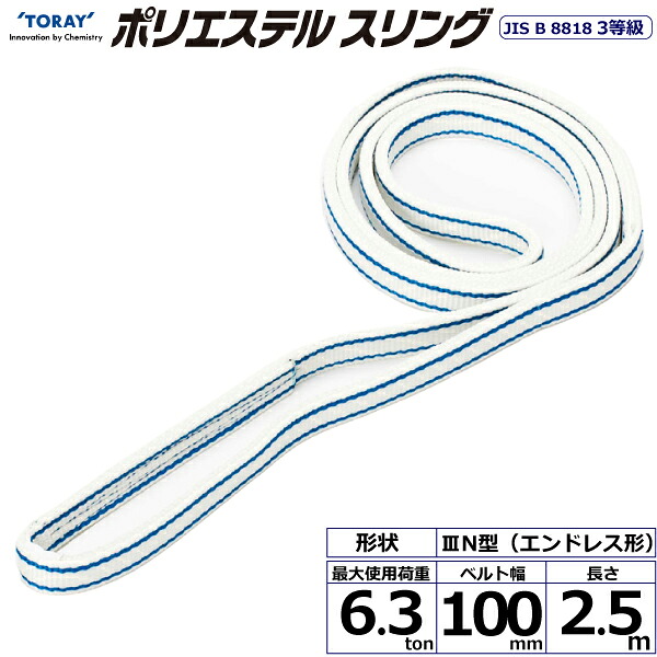 ポリエステルスリング PET3N エンドレス形 6.3ton 幅100mm 長さ2.5m PET3N-100X2.5 40942 東レ TORAY ベルトスリング フリーク 法人様限定|アズテック ビジネスストア