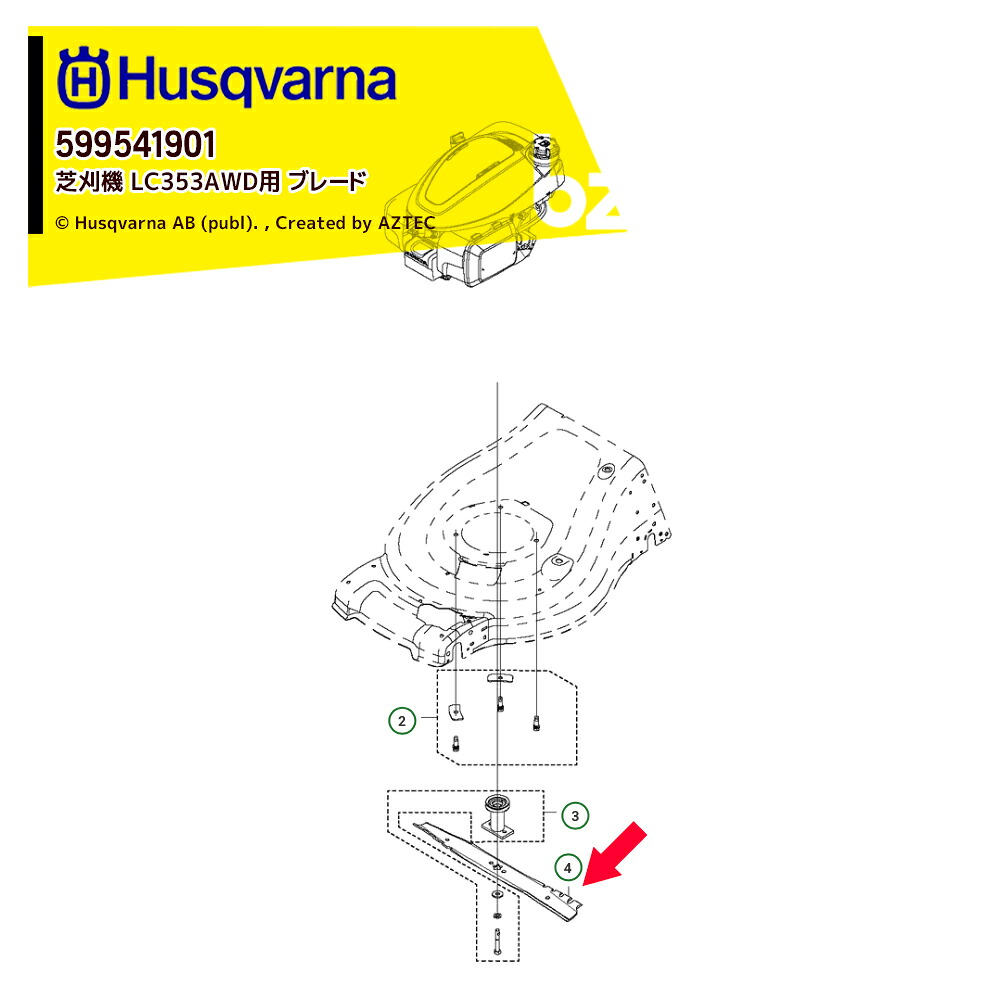 ハスクバーナ Husqvarna 部品 替刃 芝刈機 LC353AWD用 ブレード単品 消耗品 599541901 法人様限定