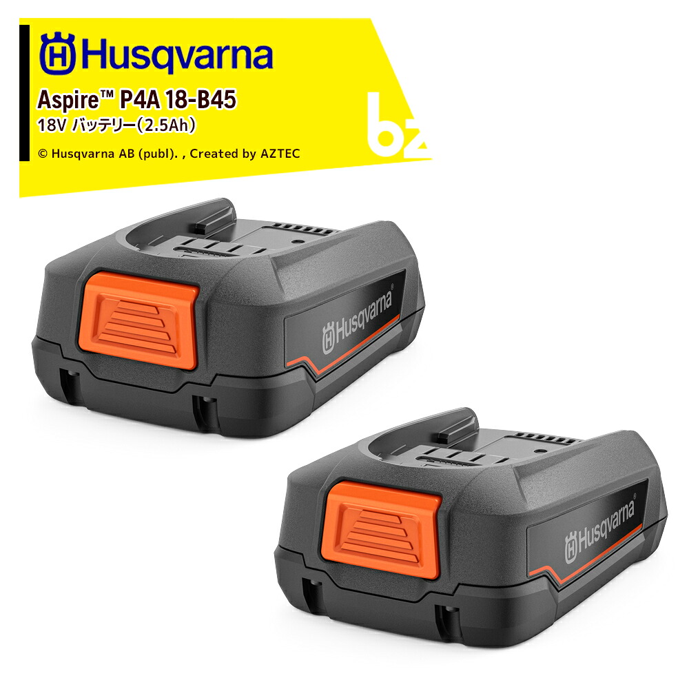 ハスクバーナ (2個書き割り) Husqvarna Aspire P4A 18-B45 18V 2.5Ah乾電池 970600802 法人様押さえる