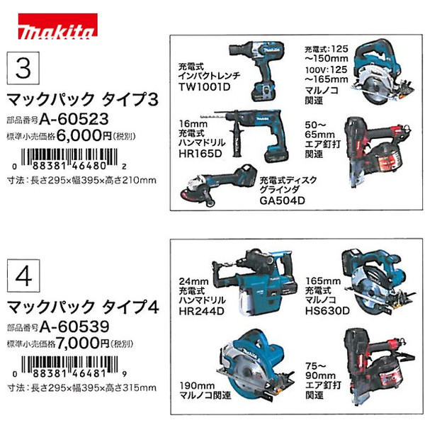 ふるさと納税 スマートに整理して快適に持ち運ぶ マキタ マックパックシリーズ タイプ１ 農園様限定 法人 A-60501