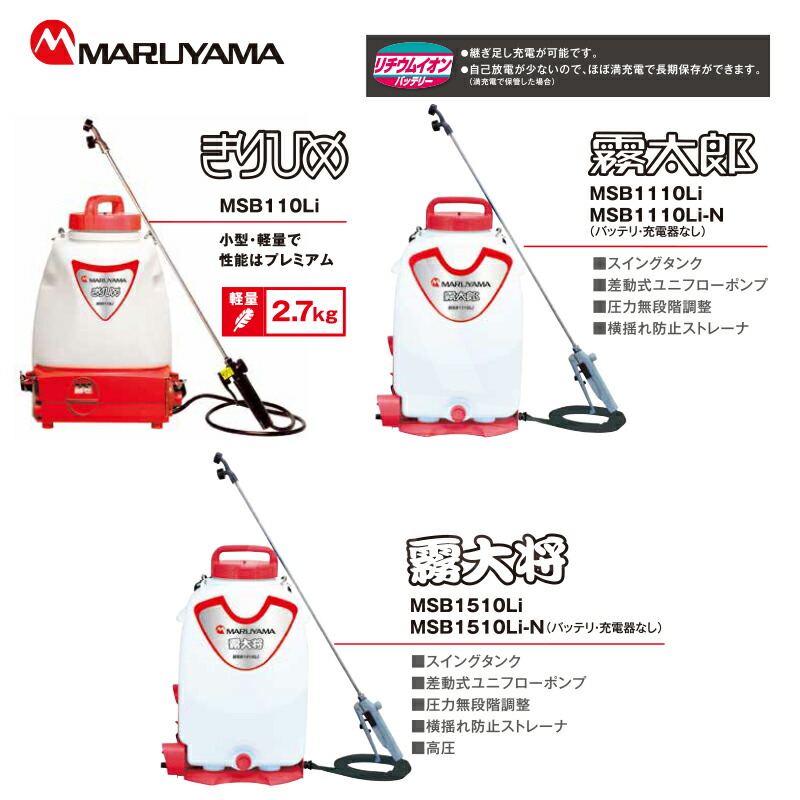 丸山製作所｜充電式 背負噴霧機 霧太郎 リチウムイオンバッテリー ...