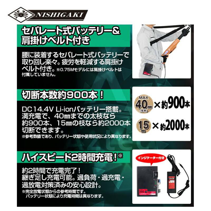 代引き手数料無料 ニシガキ 充電式太枝切鋏 太丸充電プロ1000 N-935 本体のみ 1 000mm 電動 果樹 高枝 樹木 剪定 法人 農園様限定  fucoa.cl