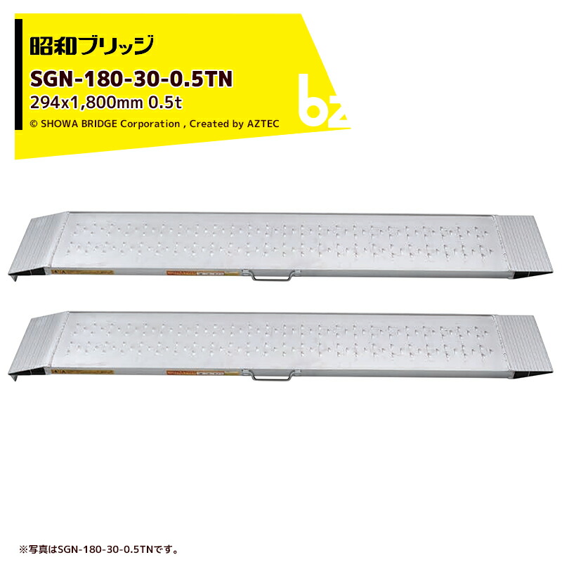 昭和ブリッジ アルミブリッジ SGN型 0.5t/2本セット 有効幅294x全長1,800 管理機用 鉄ホイール・ゴムホイール用 SGN-180-30-0.5TN 雷神 法人・農園様限定