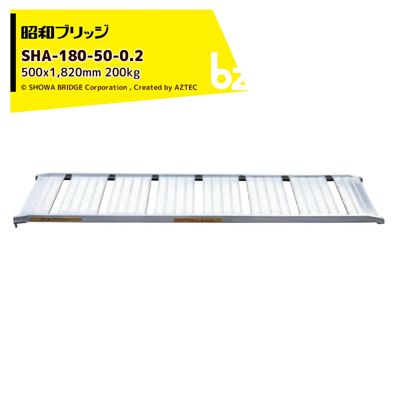 昭和ブリッジ アルミブリッジ SHA型 200kg/1本 有効幅500x全長1,820 管理機用 鉄ホイール・ゴムホイール用 SHA-180-50-0.2 法人・農園様限定