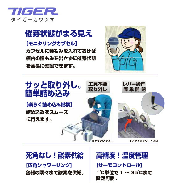 【タイガーカワシマ】ハトムネ催芽機アクアシャワーAQ-150