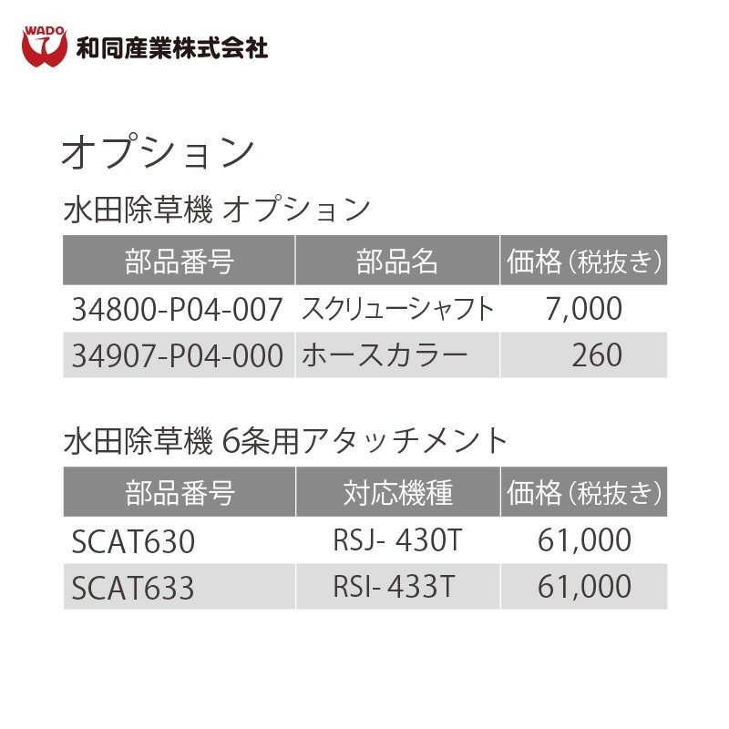 和同産業｜＜オプション＞ 和同産業 水田除草機 6条用アタッチメント RSJ-433T用｜法人様限定：AZTECビジネスストア爆買い，安い