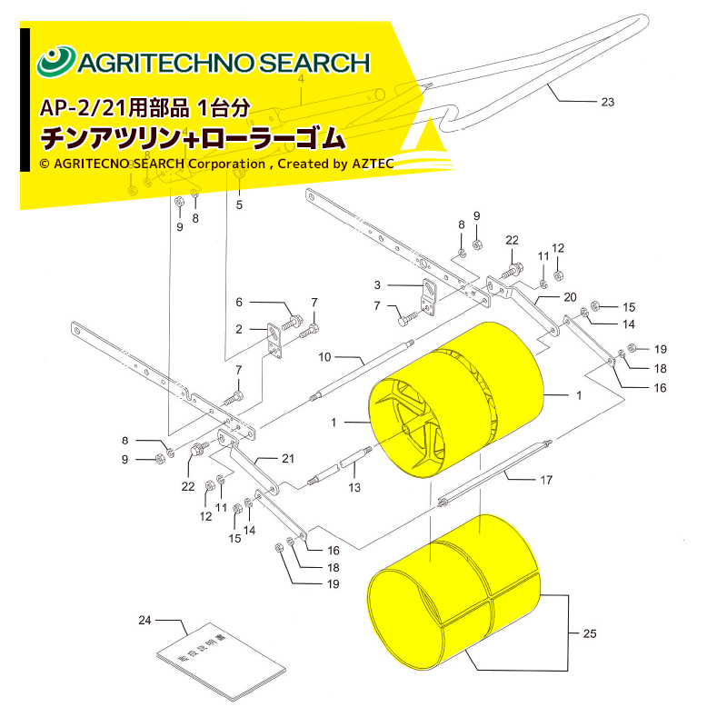 高品質の激安 アグリテクノサーチ 純正部品 1台分 播種機 クリーンシーダAP-21 AP-2用 チンアツリンx2個 ローラゴムx2個セット  fucoa.cl