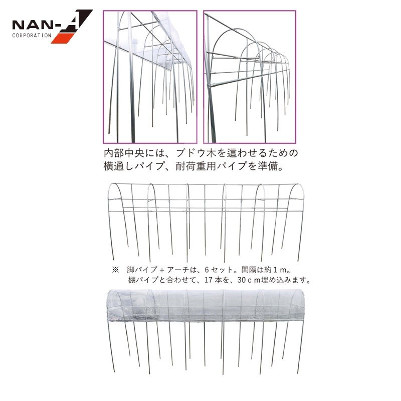 楽天市場 次回入荷6月中旬予定 ナンエイ 南栄工業 家庭菜園用ぶどう栽培ハウス 葡萄の雨よけ棚セット 幅1 2m奥行5m高さ2 2m Batsts125 Aztec 楽天市場店