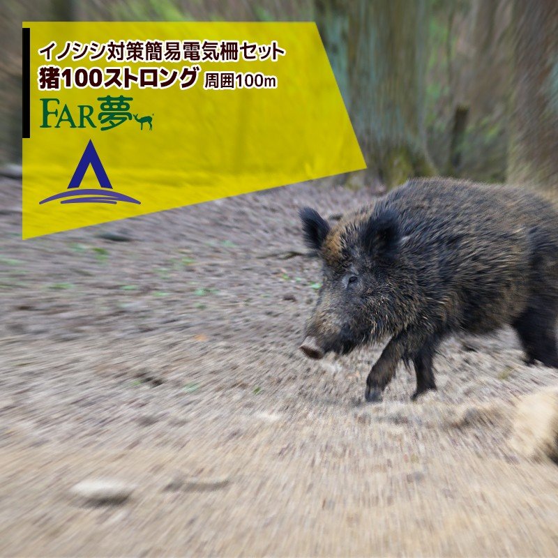 国内初の直営店 ファームエイジ イノシシ対策簡易電気柵セット 猪100ストロング 2段張り 周囲100m 出入口１箇所 Fucoa Cl