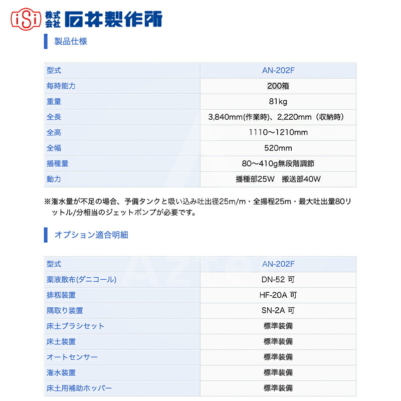 新年の贈り物 石井製作所 isi オート播種機 AN-203F 毎時能力200枚 1回目 fucoa.cl