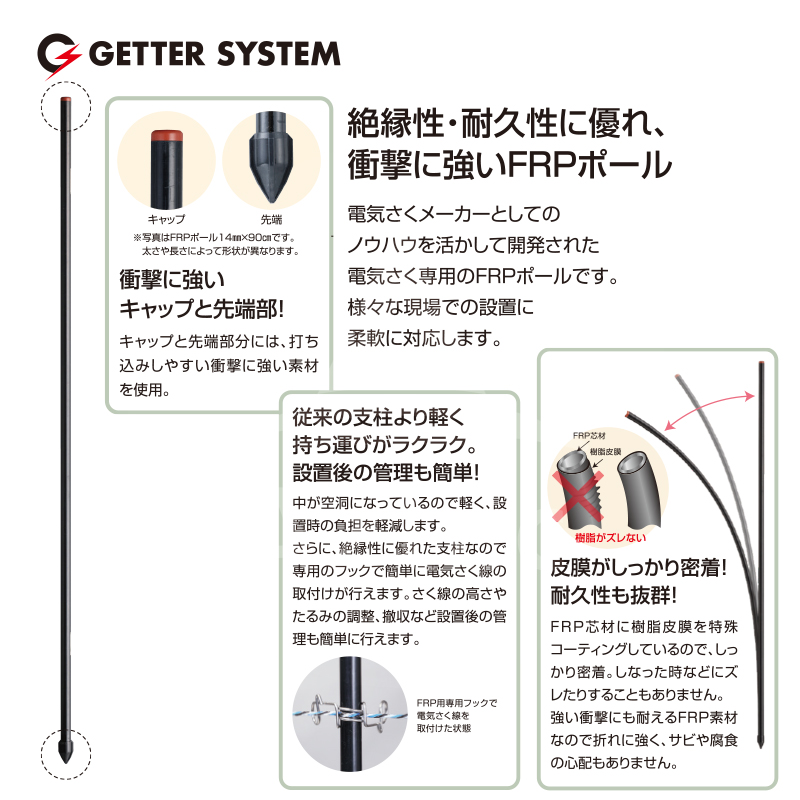 58%OFF!】 末松電子製作所 50本入 電気柵 支柱 ポール 末松電子 FRPポール φ14mm X 150cm 電柵支柱 FRP支柱 電柵 獣害用  fucoa.cl