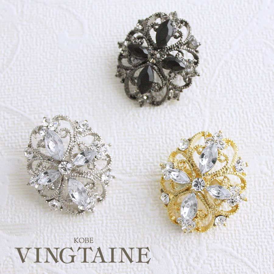 楽天市場】ブローチ モザイク ラウンド クリスタル ブラック