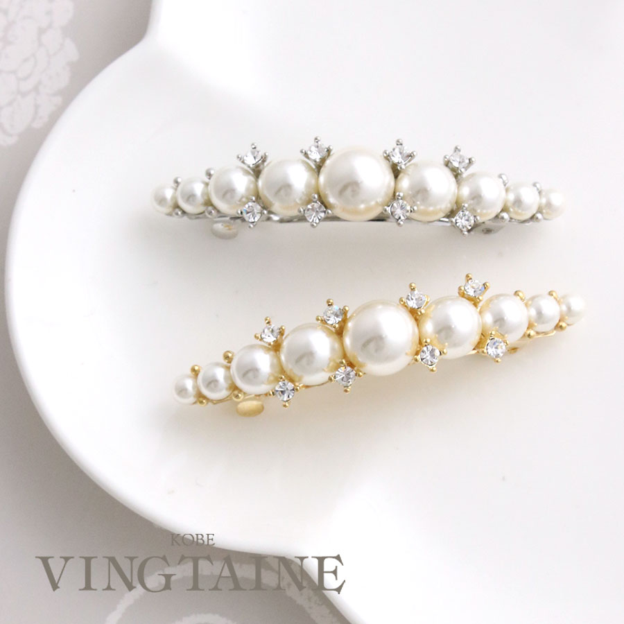 楽天市場】パールビジューフラワーモチーフバレッタ エレガント 華やか