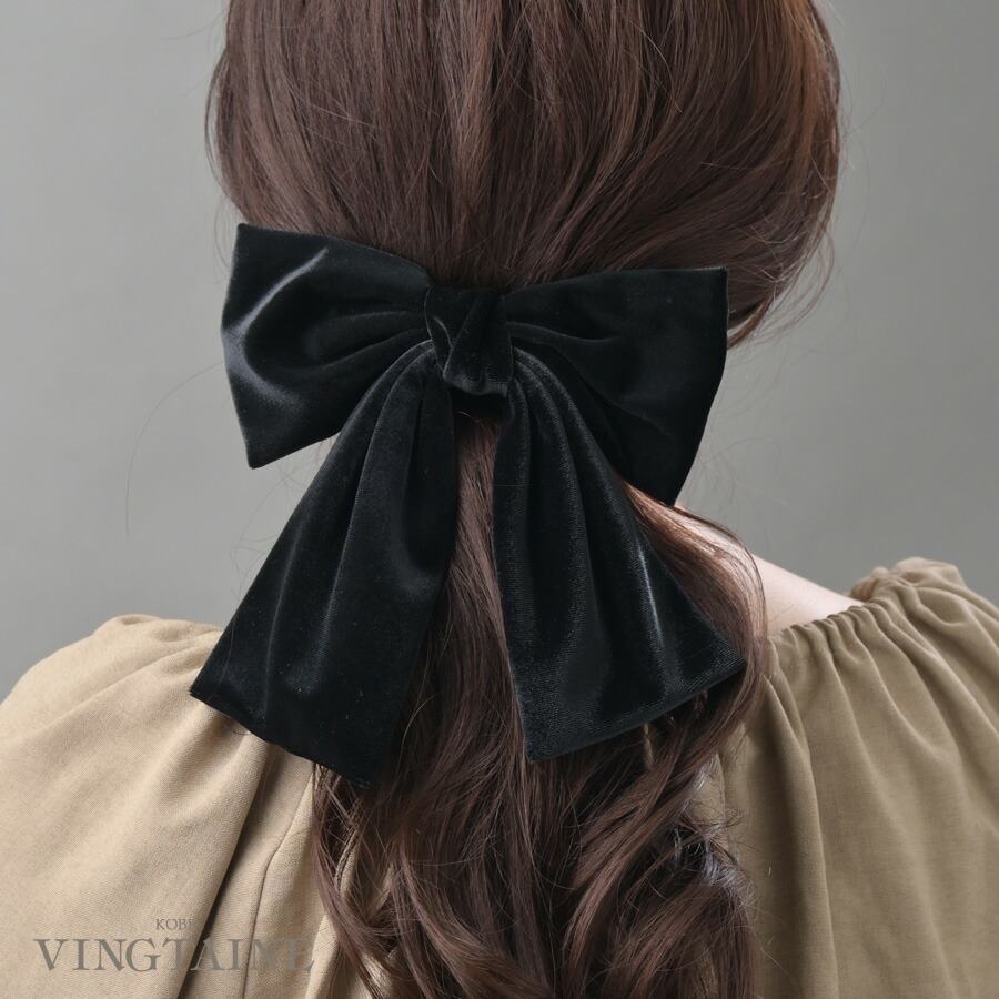 楽天市場】バレッタ ロングタイプ ベロア リボン ヘアクリップ ヘア