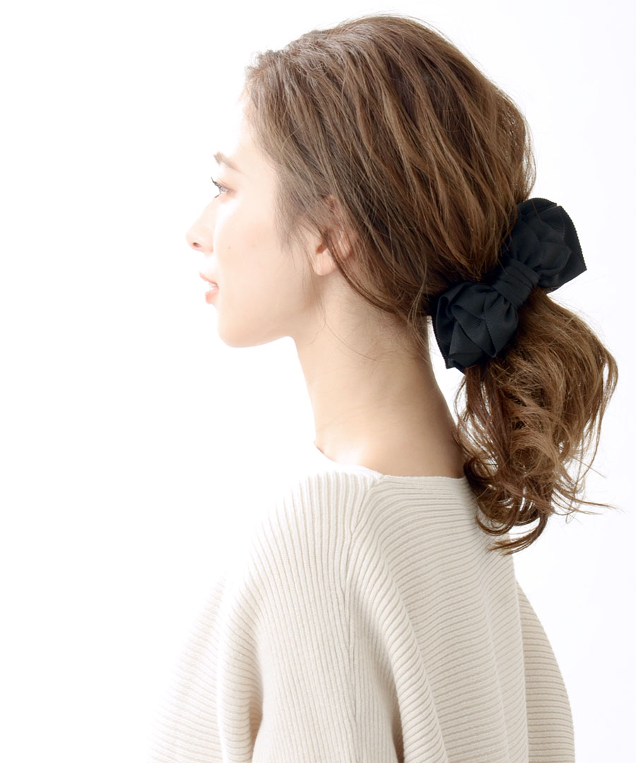 一番の レイヤードリボンバナナクリップ リボン ヘアクリップ Lサイズ H-283 アクセサリーSHOP レディース かわいい 大人っぽい 