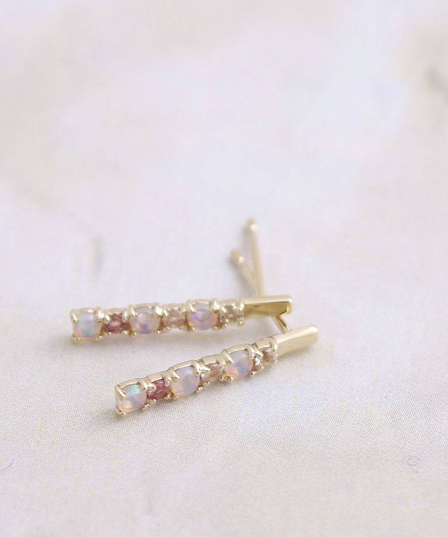 送料無料 K10 Yg オパール ビジューバーピアス イエローゴールド ジュエリー ピアス パステルカラー 上品 可愛い 大人可愛い 大人っぽい リュクス Lp 128 ネコポス不可 かわいい プレゼント Painfreepainrelief Com