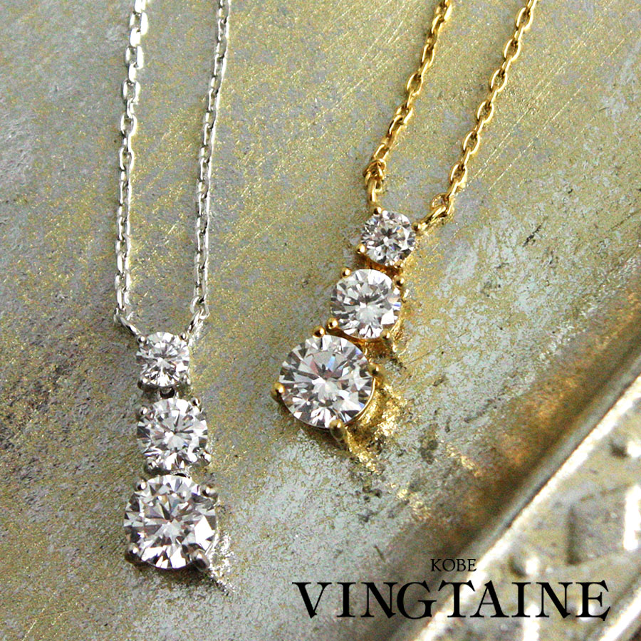 【超美品】キュービックジルコニアダイヤ ★ 3連 ネックレス 超美品】キュービックジルコニアダイヤ ☆ 3連 ネックレス