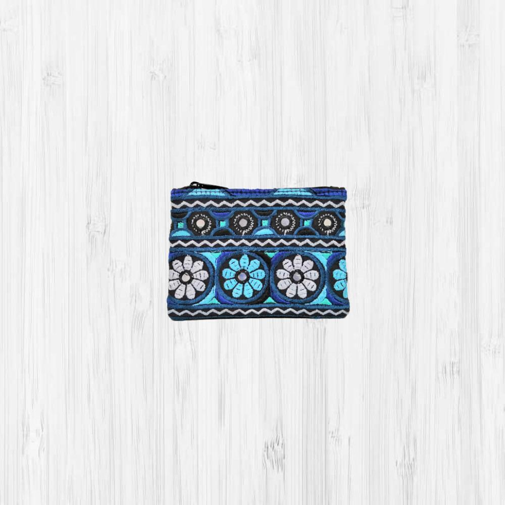 楽天市場 インド製 刺繍ポーチsサイズ 小物入れ雑貨 プレゼントオリエンタルデザイン Azul 楽天市場店