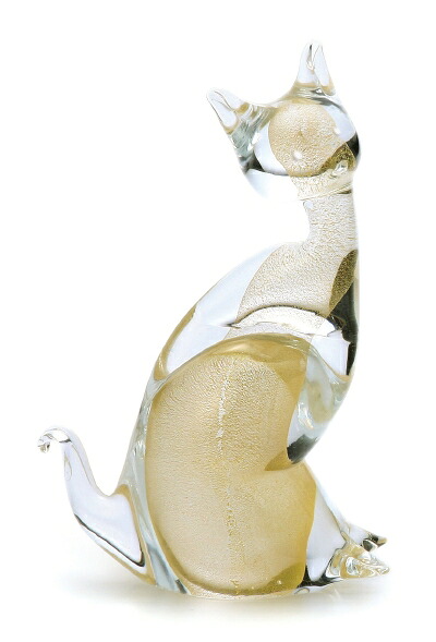 【ベネチアンガラス】高級ガラス イタリア製 Venetian Glass クラシック贈答品 インテリア装飾 ギフト クリスタルオーナメント 記念品 ベネチアンガラス 猫 ネコ｜AZUL　店