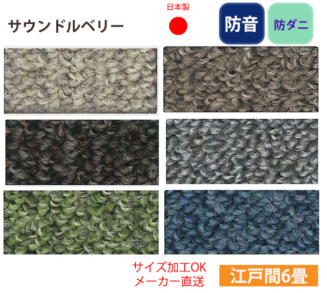 _防音 防壁蝨目 引っ敷き 6畳 6帖 サウンドルベリー スミノエ 日本製 命のせんたく毛押しとどめる 繰り返しパイル 大きさ産業 261×352