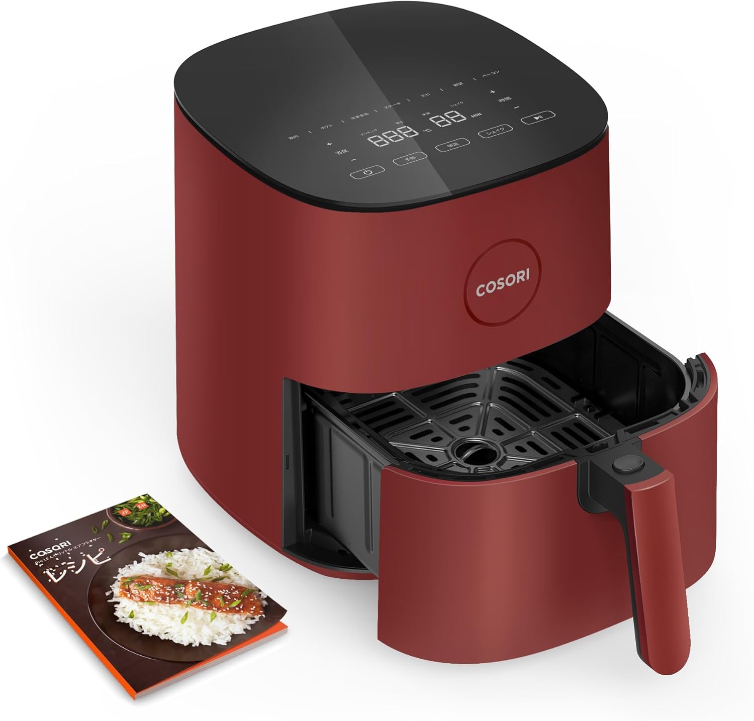 ノンフライヤー COSORI 4.7L CAF-L501-KJP エアフライヤー 大静電容量 1台6役 パウダーコンパクト ノンオイルフライヤー 揚げ物 家電 一人暮らし 膳立て家電 身寄り用 フライヤー 油なし ヘルシー 日本語処方せん明らかにする書 気温合わせる 食洗可 勝手もと家電【赤いこと】