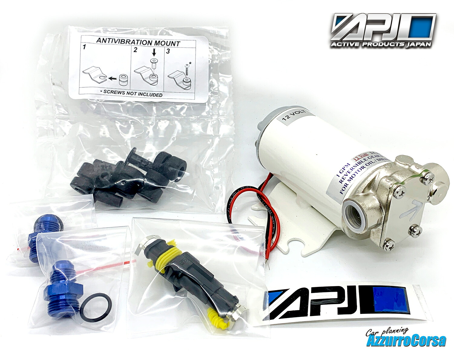 APJ ミッション／デフ用ギアオイルポンプキット 汎用電動オイルポンプ 1GPM/2GPM レース用 タイムアタック サーキット レーシングカー ドリフト D1 FD ドリ車 オイルクーラー ミッションオイル デフオイル 外付けオイルポンプ 耐久レース 草レース ブロー予防｜アズーロコルサ店