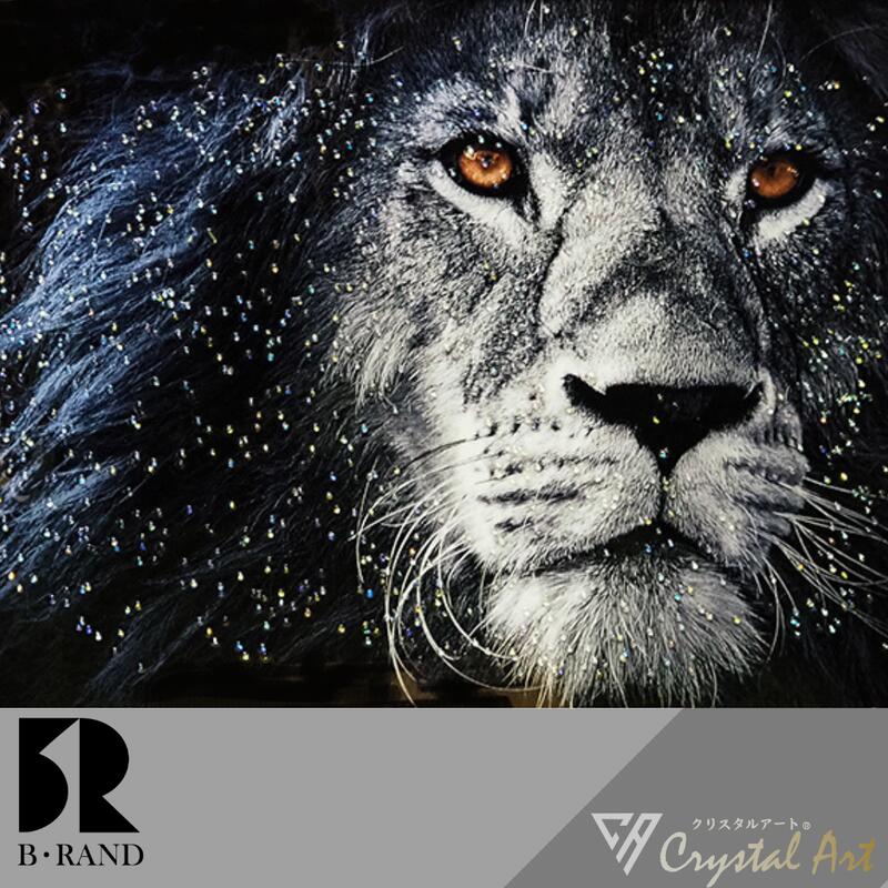クリスタルアート アートパネル 水晶絵 絵画 写真 ライオン インテリア クリスタルアートパネル アートフレーム 水晶絵 ライオン 動物