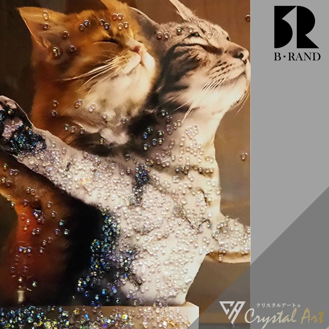 クリスタルアート  41x41cm ネコ 猫  風水  cat art 絵 絵画 アートパネル ギフト おしゃれ キラキラ かっこいい ゴージャス アスクイン 引越し祝い プレゼント お祝い 新築祝い 母の日 誕生日  ラグジュアリー ギャラリー 店舗改装 ASK IN ブランド BRAND  マイハート