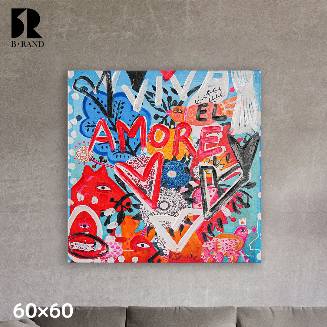 楽天市場】キャンバスアート 手描き 60x60cm アート カラフル