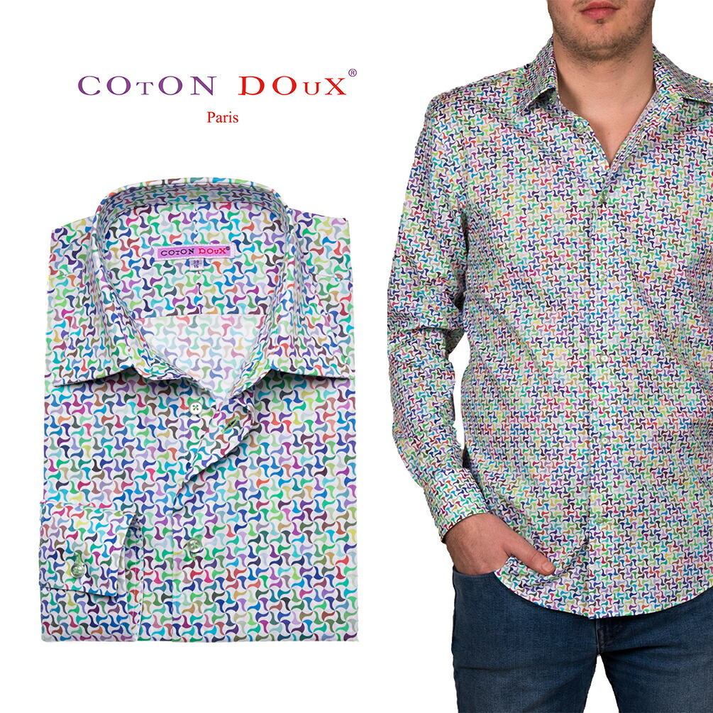 格安 長袖 シャツ メンズ 柄シャツ M01ad1858multig コトンドゥ Cotondoux ブランド セレブファッション 大人 50代 40代 30代 インパクト ライブ カラフル イタリア フランス ポップ M01ad1858multig Abcvipnyc Com