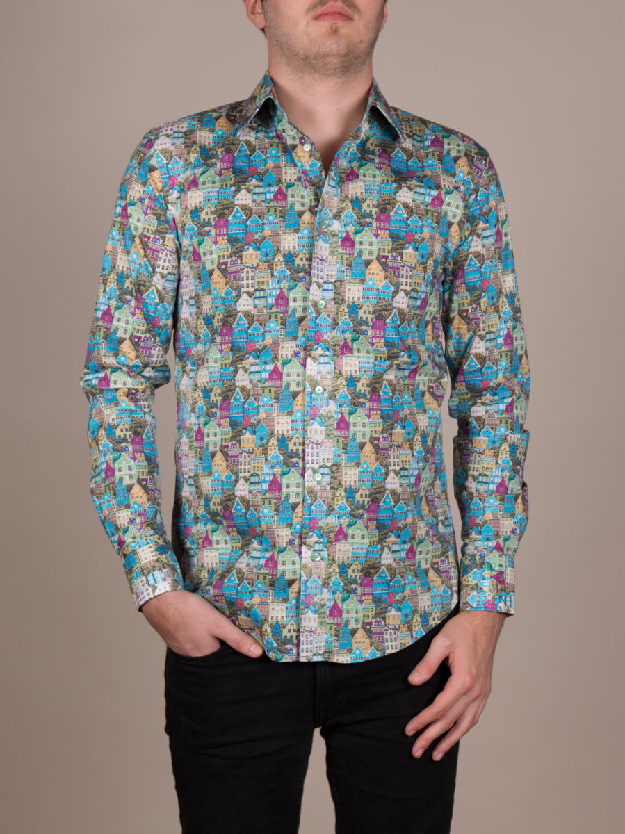 全ての フランス 長袖 メンズ 柄シャツ 街並み M02ad1926house コトンドゥ Cotondoux ブランド 大きいサイズ スリムフィット デザインシャツ フランス 派手シャツ かわいい おしゃれ プリント カラフル カジュアルシャツ Wen Usa Com