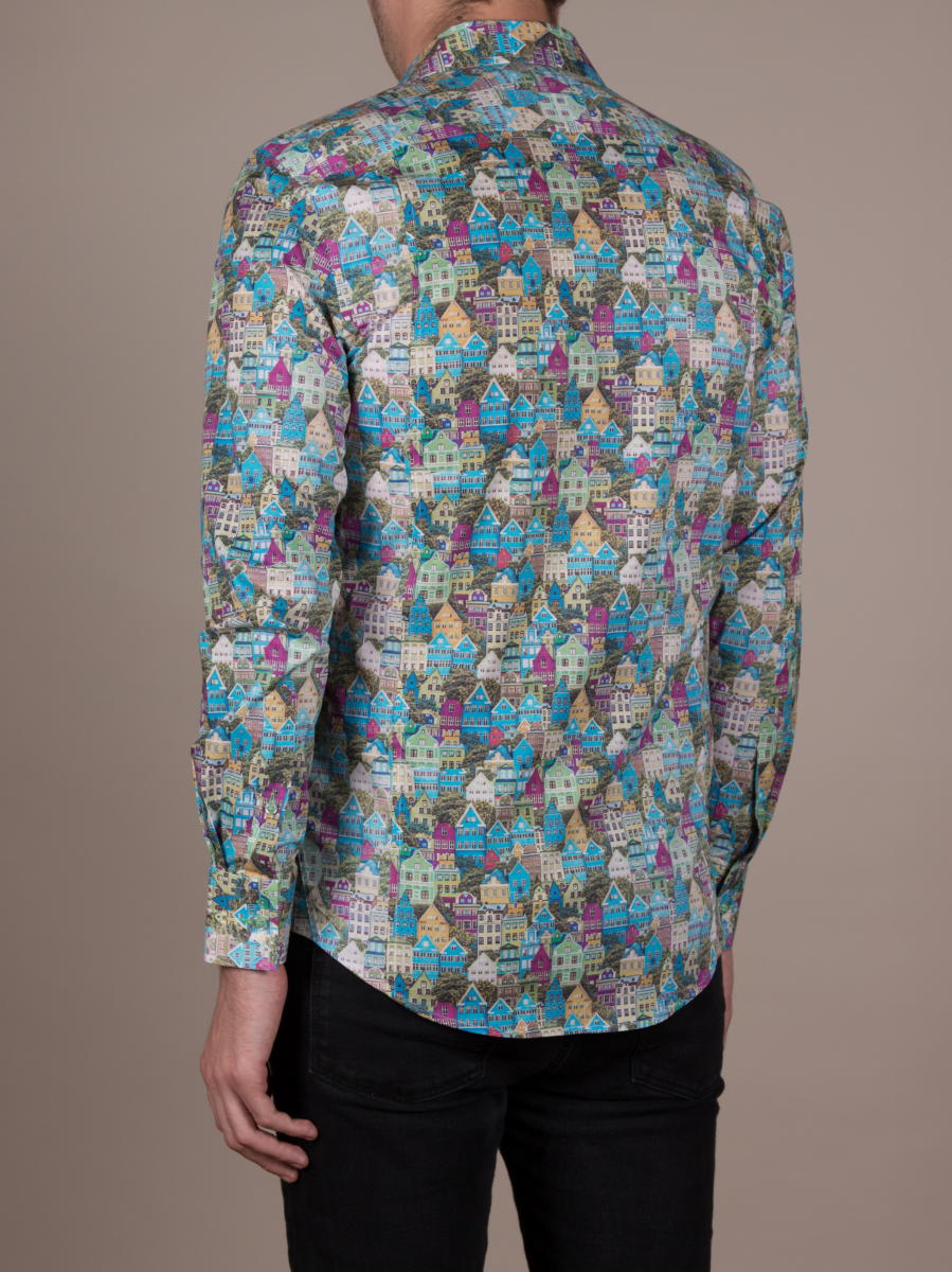 全ての フランス 長袖 メンズ 柄シャツ 街並み M02ad1926house コトンドゥ Cotondoux ブランド 大きいサイズ スリムフィット デザインシャツ フランス 派手シャツ かわいい おしゃれ プリント カラフル カジュアルシャツ Wen Usa Com