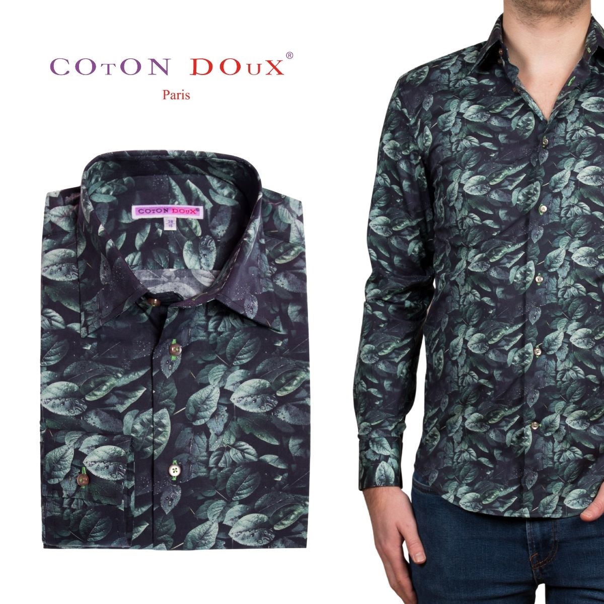 日本最大級 柄シャツ メンズ 長袖 ボタニカルデザイン グリーン 緑 葉 プリント おしゃれ 大人 シック セミフォーマル 派手シャツ フランス イタリア スリムフィット 大きいサイズ ブランド Coton Doux コトンドゥ M11ad45green 50 Off Bolshakova Interiors Com