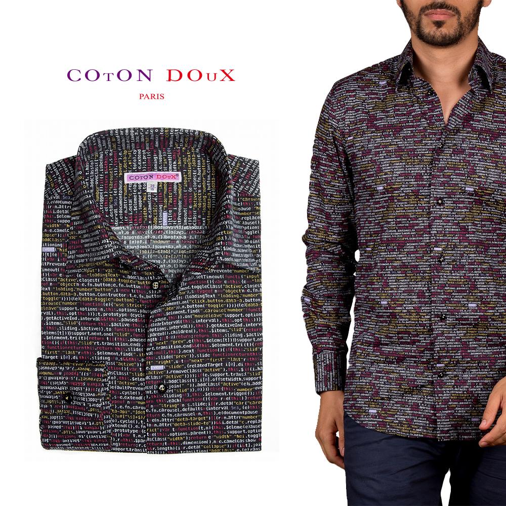 楽天市場 柄シャツ メンズ 長袖 カジュアルシャツ ドレスシャツ パーティー プリント ポップアート セレブファッション ブランド Cotondoux コトンドゥ M92ad1757dotslines Cotondoux コトンドゥ 楽天市場店