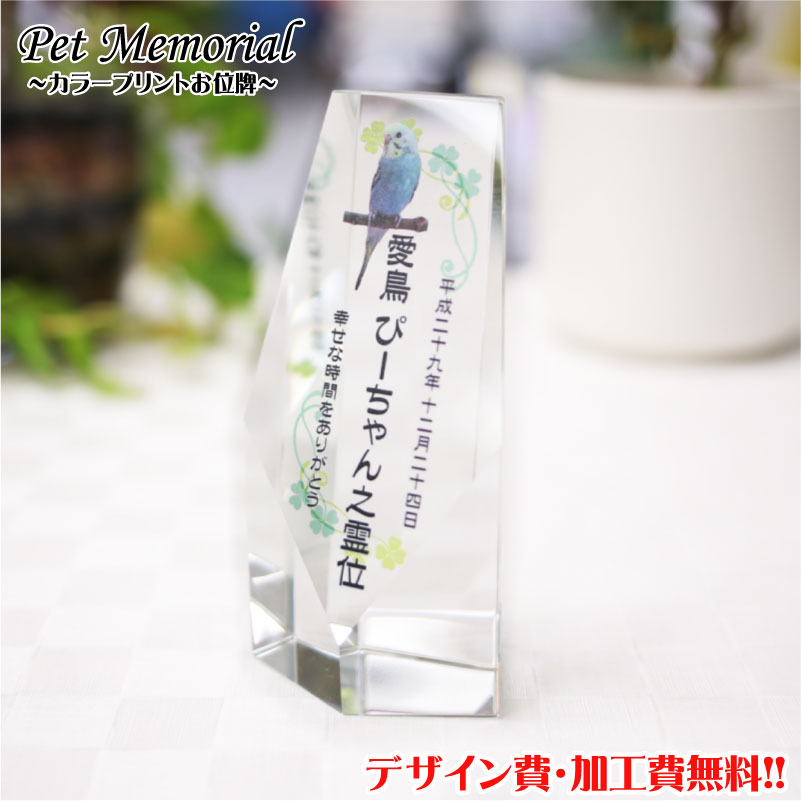 ペット位牌 UVカラープリント ペット 位牌 写真プリント 遺影 モダン 仏具 手元供養 クリスタル位牌 供養 犬 猫 うさぎ メモリアル オープン仏壇 送料無料 名入れ 写真加工 いひ いはい ポイントアップ祭|名入れ記念品プレゼントのビブレス