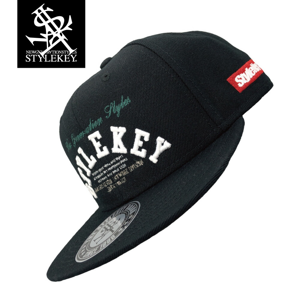 Stylekey スタイルキー スナップバックキャップ Bridge Snapback Cap Sk21su Cp01 アーチロゴ 立体刺繍 3d刺繍 ボックスロゴ メンズファッション ヒップホップ B系 ストリートファッション ストリート系 ベースボールキャップ レゲエ ロック バンド 帽子 ブラック 黒