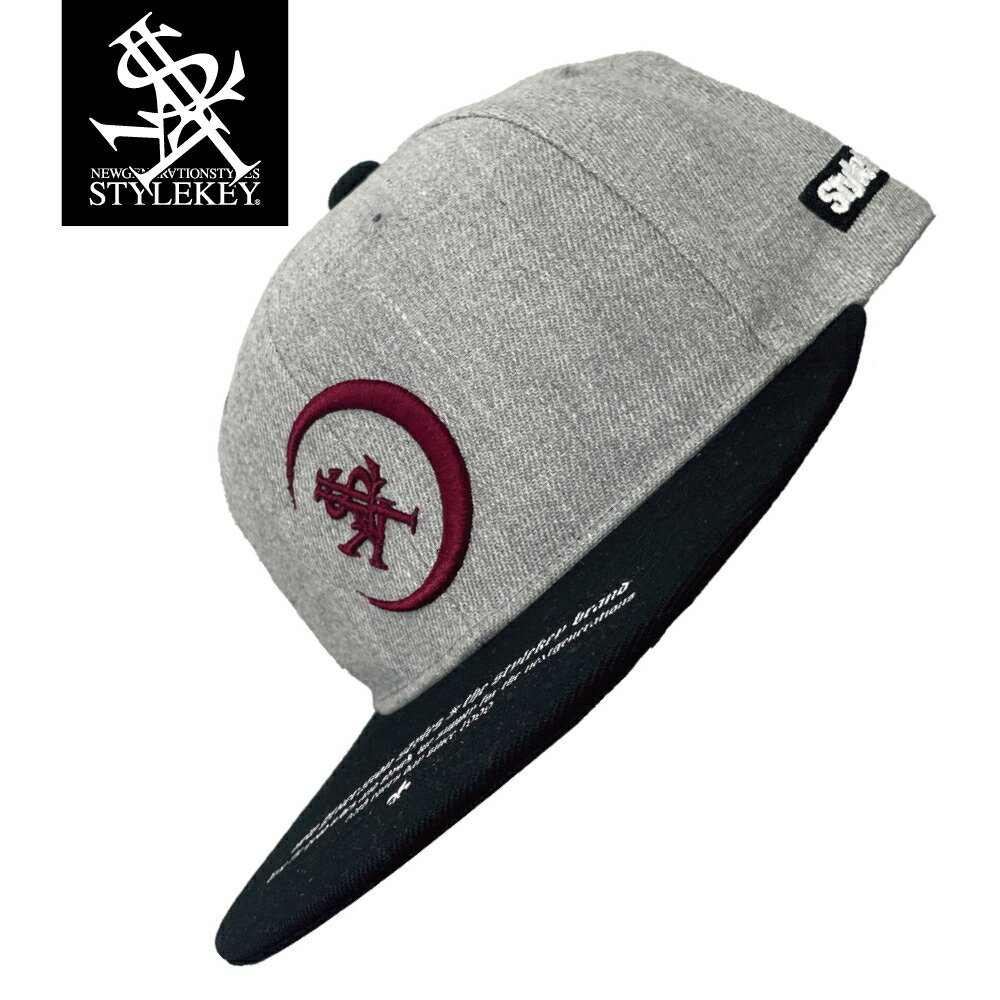 STYLEKEY(スタイルキー) スナップバックキャップ TSUKUYOMI SNAPBACK CAP(SK24FW-CP01) ロゴ マーク 月 三日月 ロイヤル 立体 3D 刺繍 つばプリント メンズ レディース ヒップホップ B系 ダンサー ストリート系 ベースボールキャップ ロック バンド 帽子