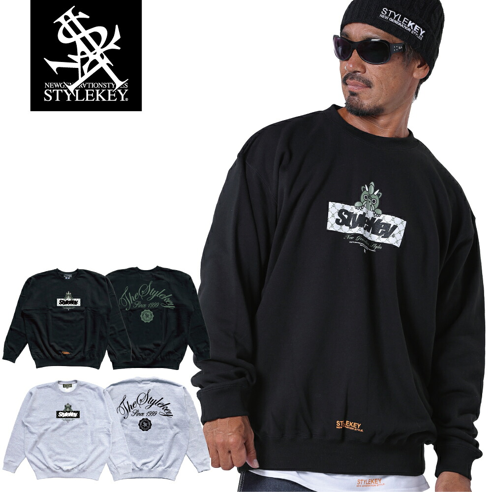 STYLEKEY(スタイルキー) クルースウェット DORA-CHAN COLLECTION BOX CREW SWEAT(SK24FW-SWC01) ボックスロゴ ドラちゃん モノグラム ドラゴン ロゴ キャラクター バックプリント トレーナー メンズ ファッション ストリート系 ヒップホップ B系
