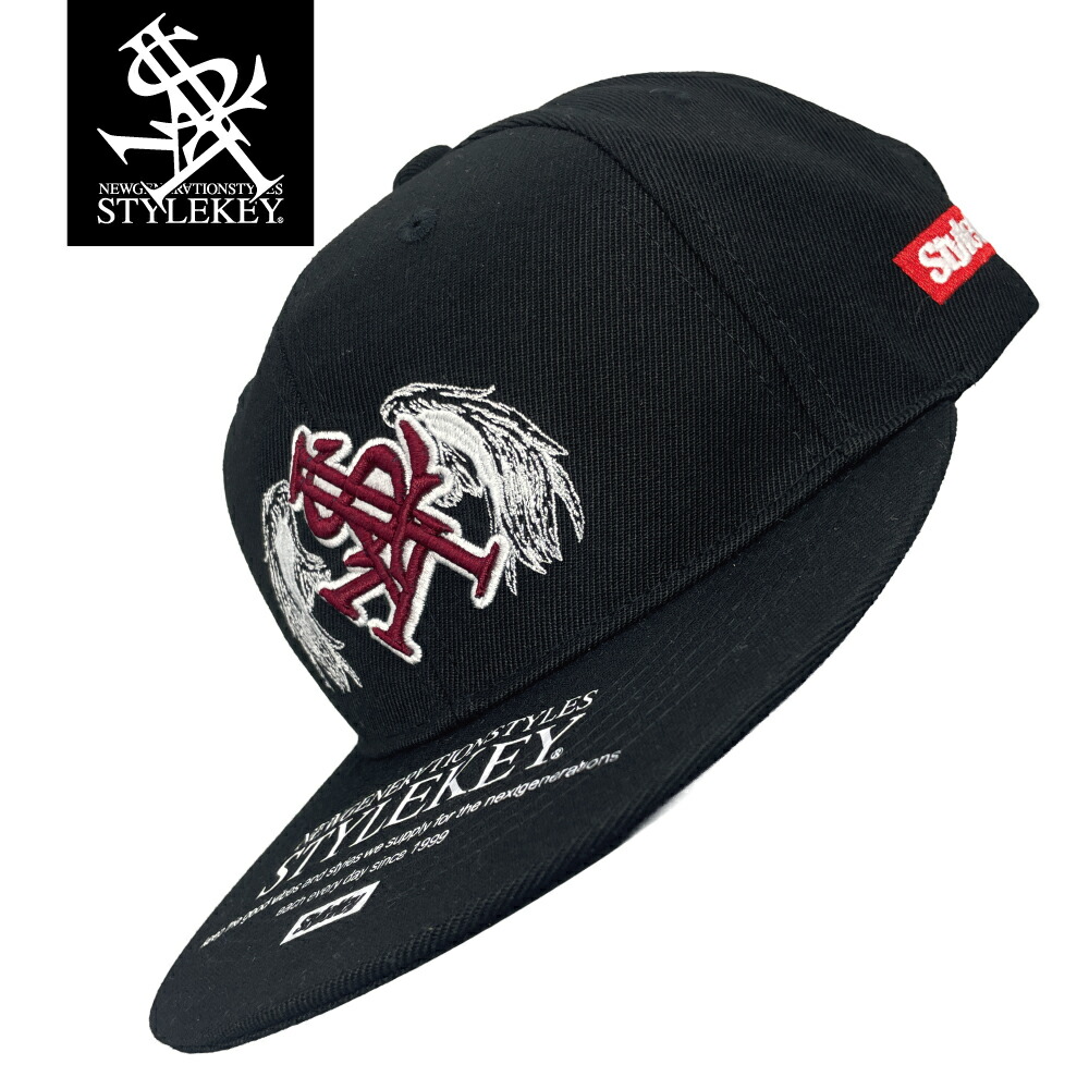 STYLEKEY(スタイルキー) スナップバックキャップ ROYAL ANGEL SNAPBACK CAP(SK25SU-CP02) ロゴ ロイヤル 翼 エンジェル 天使 立体 刺繍 つばプリント メンズ レディース ファッション ヒップホップ B系 ストリート系 ベースボールキャップ 西海岸 ウェッサイ ギャング 帽子