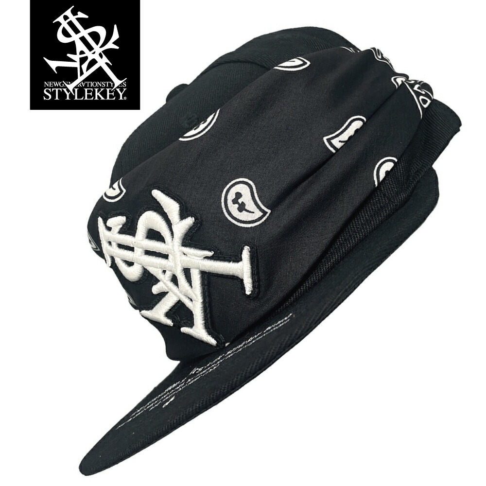 STYLEKEY(スタイルキー) バンダナキャップ BIG ROYAL BANDANA CAP(SK26C3-CP02) バンダナ付 ロイヤル 刺繍 ロゴ ペイズリー柄 ペーズリー柄 ツバプリント ウレタン刺繍 立体刺繍 ヒップホップ B系 ダンサー ストリート系 ベースボールキャップ ビッグ刺繍 ビックロゴ 帽子|B-BROS Online Store