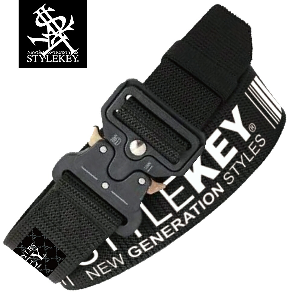 STYLEKEY (スタイルキー) タクティカルベルト TACTICAL BELT(SK99ET-BEL03) ロゴ プリント ミリタリー サバゲー バックル 軍物 サバイバル アウトドア ストリート系 B系 ヒップホップ レゲエ ロック バンド メンズ ファッション 金具 イカつい ラッパー アーティスト 重量感