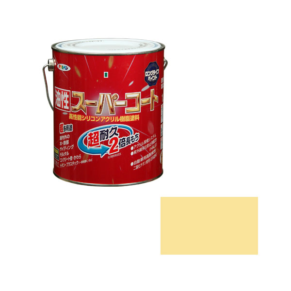 アサヒペン 油性スーパーコート 1.6L (アイボリー) ( 屋内外 フェンス 門扉 看板 木部 FRP アクリル 硬質塩ビ プラスチック 鉄 ドア 雨戸 ガーデン 家具 木製品 スレート瓦 セメント瓦 トタン屋根 塗料 ペンキ 油性 トタンベイ 塗装 ) 4,886円